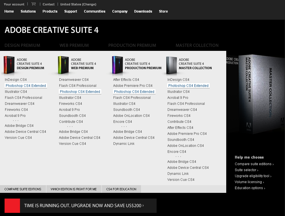 Adobe Creative Suite Comparison Chart